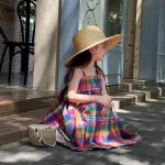 【90-140cm】ワンピース 女の子 チェック柄 キャミソール 膝丈 スウィート 爽やか 着心地良い - 画像 (5)