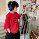 【90-160cm】半袖 Tシャツ 男の子 笑顔柄 ゆったり コットン カートゥーン 肌に優しい お出かけ - 画像 (3)