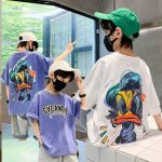 【100-170cm】半袖 Tシャツ 男の子 落書き カートゥーン 動物柄 ゆったり 合わせやすい 着心地良い - 画像 (2)