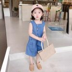 【90-130cm】セットアップ デニム 女の子 薄手 爽やか 韓国系 お出かけ 遊び 公園 通学 お散歩 - 画像 (3)