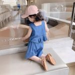 【90-130cm】セットアップ デニム 女の子 薄手 爽やか 韓国系 お出かけ 遊び 公園 通学 お散歩 - 画像 (6)