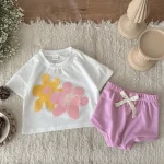 【66-100cm】セットアップ ベビー フラワー プリント - 画像 (4)