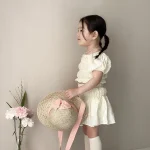 【73-100cm】セットアップ ベビー パフスリーブ スカート