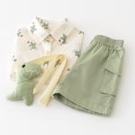 【73-100cm】セットアップ グリーン恐竜 Ｔシャツ＆パンツ - 画像 (7)