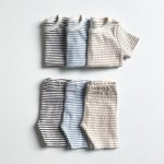 【73-100cm】セットアップ ベビー ベーシックリブ編み ボーダー柄