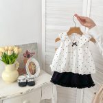 【73-120cm】セットアップ 女の子 可愛い ドット ブラウス&パンツ - 画像 (3)