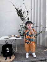 【80-150cm+親サイズ】トップスorワンピースorパンツ 親子ペア レトロ プリント - 画像 (11)