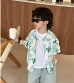 【80-150cm+親サイズ】シャツ 親子ペア フラワー プリント - 画像 (7)