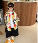 【80-150cm+親サイズ】シャツorショートパンツ 親子ペア レトロ ストリート風 - 画像 (11)