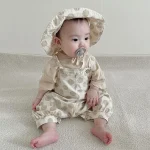 【66-100cm】セットアッ プ ベビー 韓国風 ドット&チェック3点 - 画像 (13)