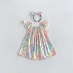 【66-130cm】ロンパースorワンピースベビー 姉妹服 カラフル フリル - 画像 (5)