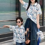【80-150cm+親サイズ】シャツ 親子ペア ゆったり レトロ
