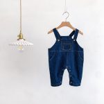 【66-90cm】ワンピースorサロペット デニム クマロゴ ベビー服 - 画像 (5)