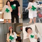 【80-150cm+親サイズ】トップス 親子ペア フラワー ゆったり - 画像 (4)