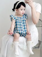【66-150cm+親サイズ】ワンピース 親子ペア チェック柄 折り襟 - 画像 (9)