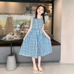 【66-150cm+親サイズ】ワンピース 親子ペア チェック柄 折り襟 - 画像 (6)