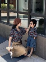 【80-150cm+親サイズ】シャツ 親子ペア フラワー レトロ - 画像 (8)