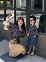 【80-150cm+親サイズ】シャツ 親子ペア フラワー レトロ - 画像 (9)