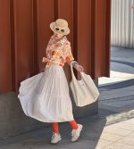 【80-150cm+親サイズ】シャツorスカートorショートパンツ 親子ペア 花柄 ファッション - 画像 (7)