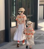 【80-150cm+親サイズ】シャツorスカートorショートパンツ 親子ペア 花柄 ファッション - 画像 (16)