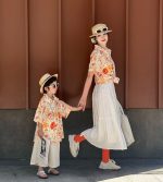 【80-150cm+親サイズ】シャツorスカートorショートパンツ 親子ペア 花柄 ファッション - 画像 (11)