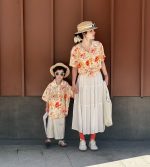 【80-150cm+親サイズ】シャツorスカートorショートパンツ 親子ペア 花柄 ファッション - 画像 (12)