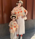 【80-150cm+親サイズ】シャツorスカートorショートパンツ 親子ペア 花柄 ファッション - 画像 (15)