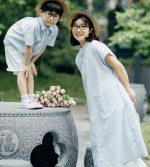 【80-150cm+親サイズ】トップスorワンピースorショートパンツ 親子ペア ストライプ カジュアル - 画像 (9)