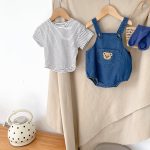 【66-90cm】サロペロンパースorTシャツ クマ柄 デニム ベビー服 - 画像 (6)