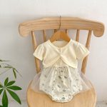 【66-90cm】セットアップ 可愛い キャミロンパース&カーディガン - 画像 (5)