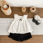 【73-120cm】セットアップ 女の子 可愛い ドット ブラウス&パンツ - 画像 (5)