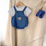 【66-90cm】サロペロンパースorTシャツ クマ柄 デニム ベビー服 - 画像 (7)