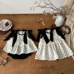 【73-100cm】セットアップ or ワンピース ベビー リボンドット