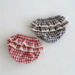 【66-100cm】ショートパンツ ベビー チェック柄 レース - 画像 (2)