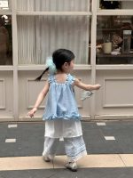 【90-140cm】トップスorスカートorパンツ 女の子 ブルー フリル - 画像 (6)