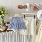 【73-100cm】セットアップ ベビー チェック柄 ノースリープ - 画像 (4)