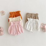 【73-100cm】ショートパンツ ベビー バルーンパンツ 無地 シンプル - 画像 (2)