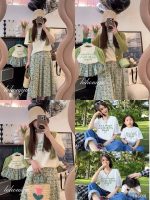 【80-150cm+親サイズ】半袖Ｔシャツorスカート 親子ペア 花柄 トレンド - 画像 (4)