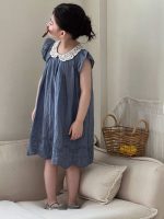 【90-140cm】ワンピース 女の子 折り襟 レース - 画像 (2)