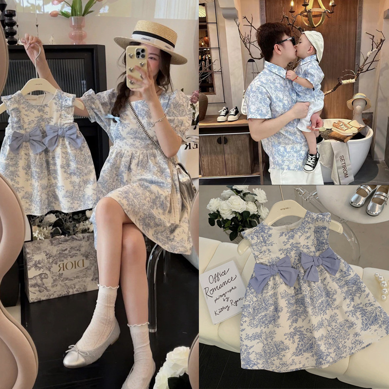 O1CN016KgAQV1FgNKgwDqzh_977350516-0-cib.jpg 【80-150cm+親サイズ】ワンピースorシャツ 親子ペア リボン付き ファッション - 画像 (1)