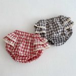 【66-100cm】ショートパンツ ベビー チェック柄 レース - 画像 (3)