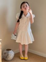【90-150cm】ワンピース 女の子 無地 パフスリープ - 画像 (4)