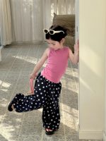 【90-140cm】ベストorパンツ 女の子 ドット柄 韓国風