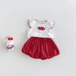 【73-100cm】セットアップ ベビー アップリケ ドット柄 - 画像 (2)