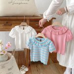 【80-130cm】半袖Ｔシャツ 女の子 折り襟 合わせやすい - 画像 (6)