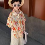 【80-150cm+親サイズ】シャツorスカートorショートパンツ 親子ペア 花柄 ファッション - 画像 (5)