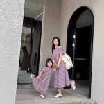【90-150cm+親サイズ】ワンピースorセットアップorTシャツ 親子ペア ボーダー柄 シンプル - 画像 (4)