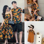 【80-150cm+親サイズ】トップスorワンピースorパンツ 親子ペア レトロ プリント