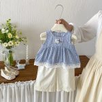 【73-100cm】セットアップ ベビー チェック柄 ノースリープ - 画像 (3)