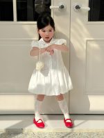 【90-140cm】ワンピース 女の子 折り襟 パフスリープ - 画像 (3)
